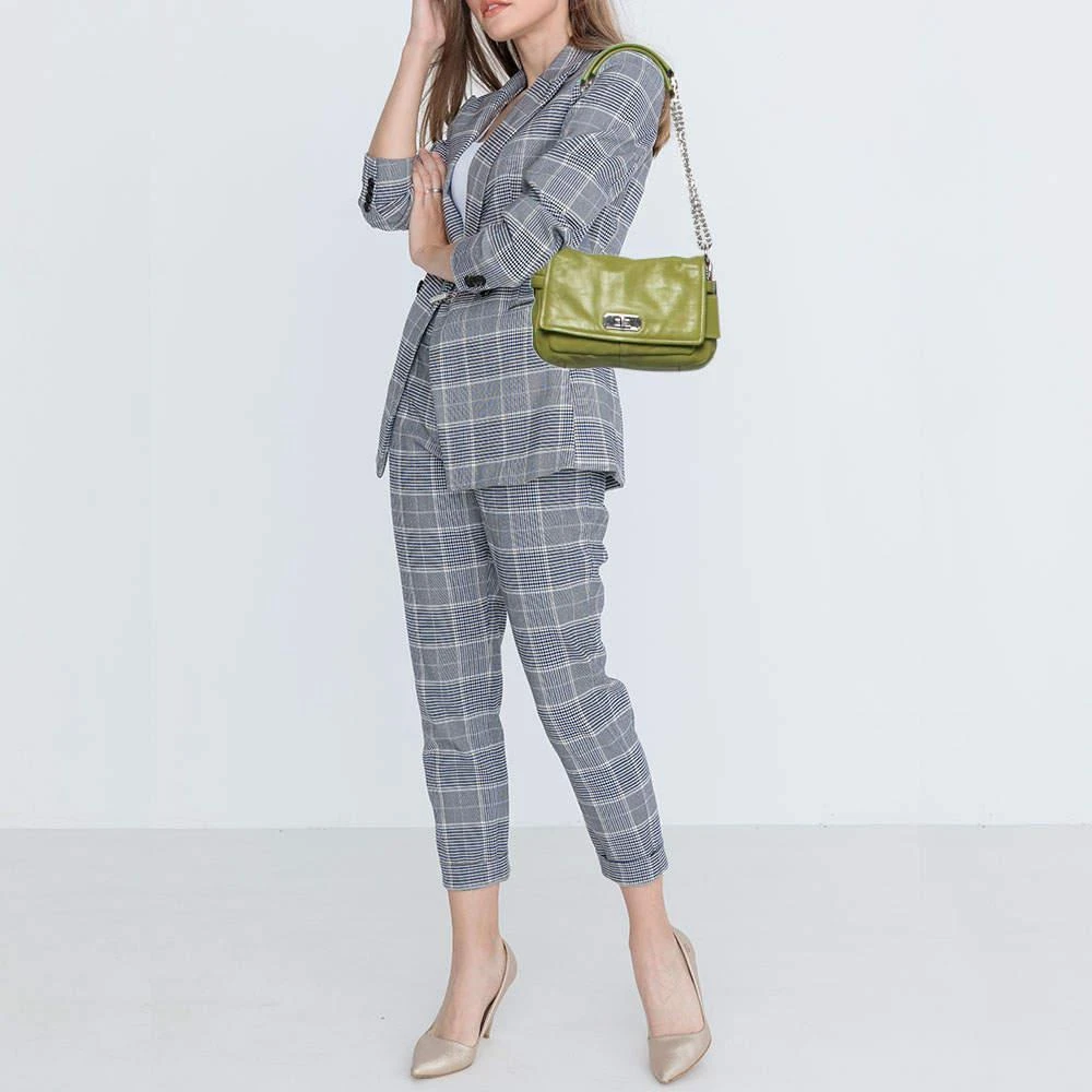 商品[二手商品] Coach|Coach Green Leather Turn-lock Flap Chain Shoulder Bag,价格¥809,第2张图片详细描述