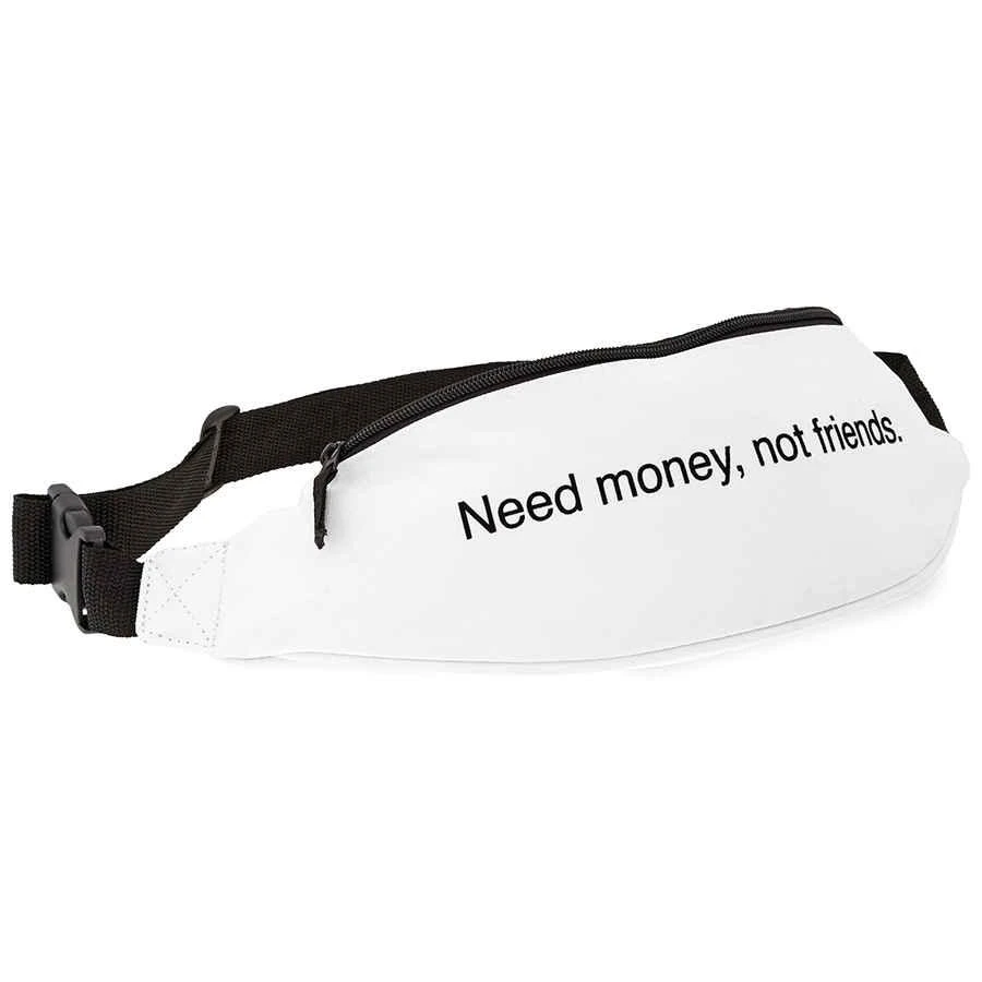商品F.A.M.T.|F.A.M.T. Mens Waist Bag White Bum Bag  Need Money,价格¥111,第3张图片详细描述
