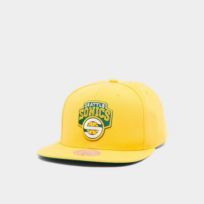 商品Mitchell and Ness|Mitchell & Ness Seattle Supersonic NBA Hardwood Classics Snapback Hat,价格¥186,第1张图片
