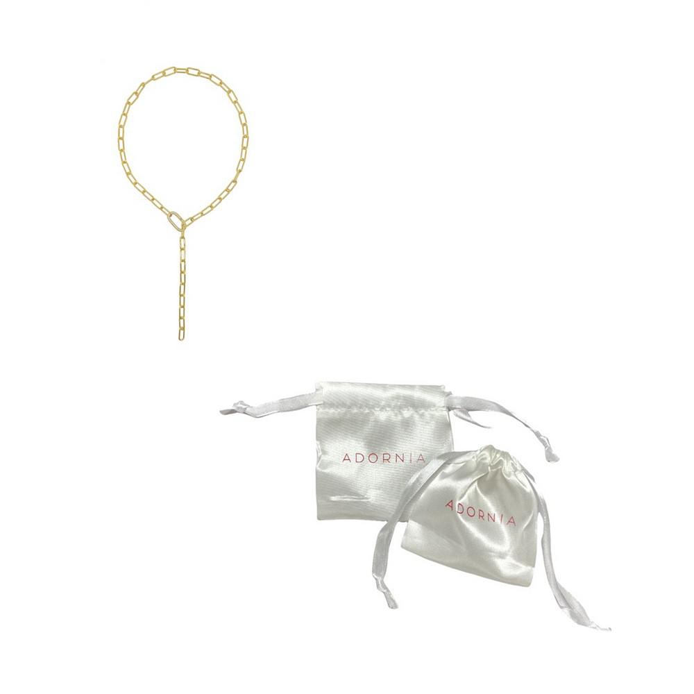 Women's 14K Gold-Tone Plated Y-Shaped Lariat Crystal Lock Necklace商品第4张图片规格展示