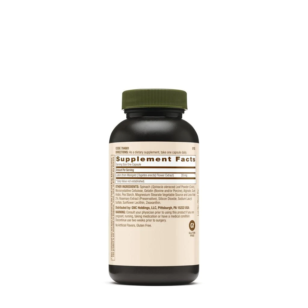 商品GNC|Gnc Natural Brand Lutein 20mg, 60 Capsules, Supports Eye Health,价格¥209,第2张图片详细描述