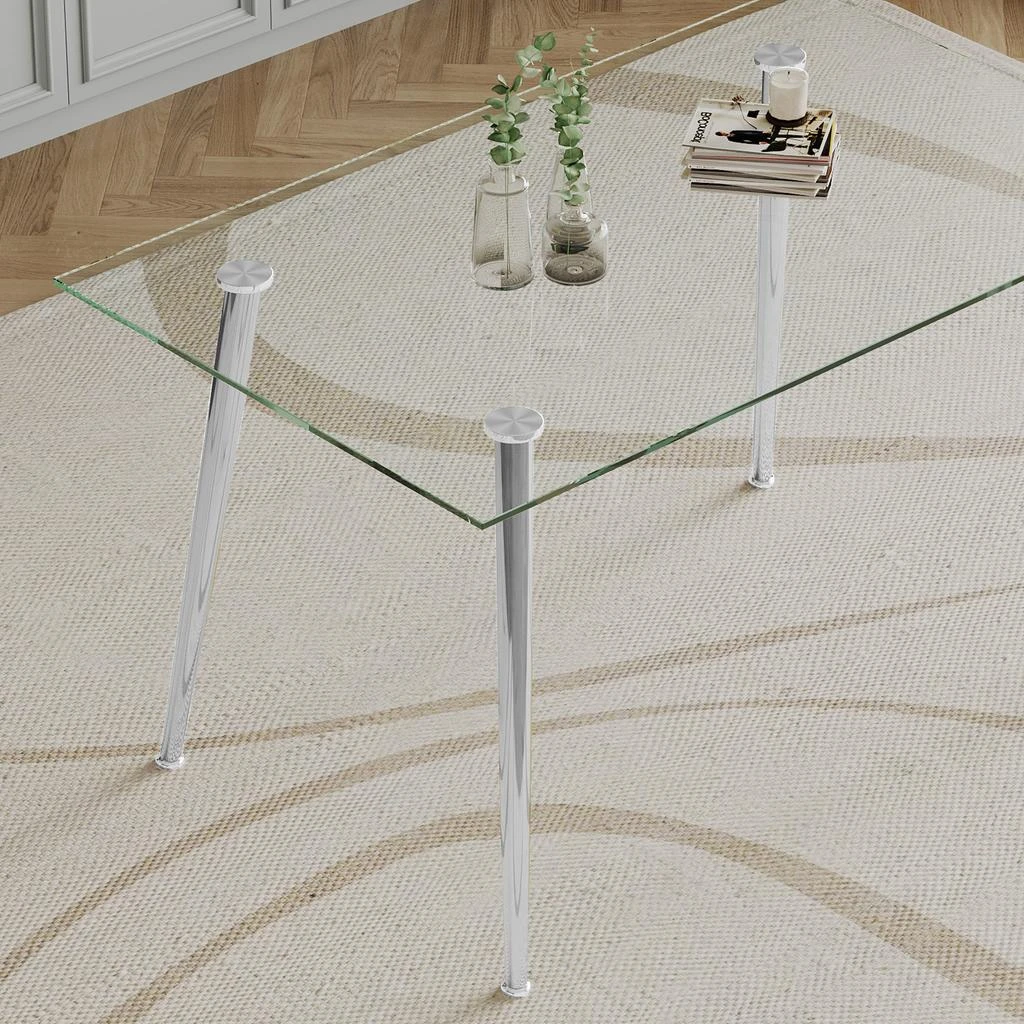 商品Streamdale Furniture|Streamdale 0.32" Thick Tempered Glass Top Dining Table With Silver Stainless,价格¥2181,第5张图片详细描述