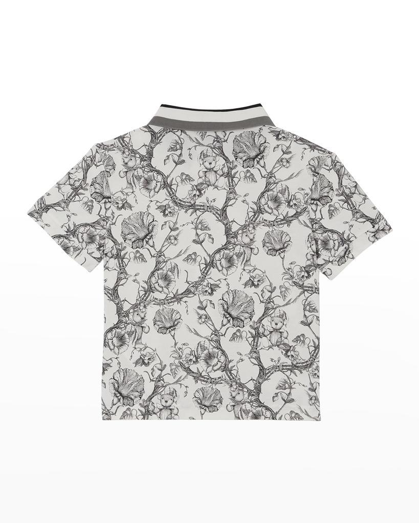 商品Burberry|Boy's Etched Bear & Floral Logo Polo Shirt, Size 3-14,价格¥1045,第5张图片详细描述