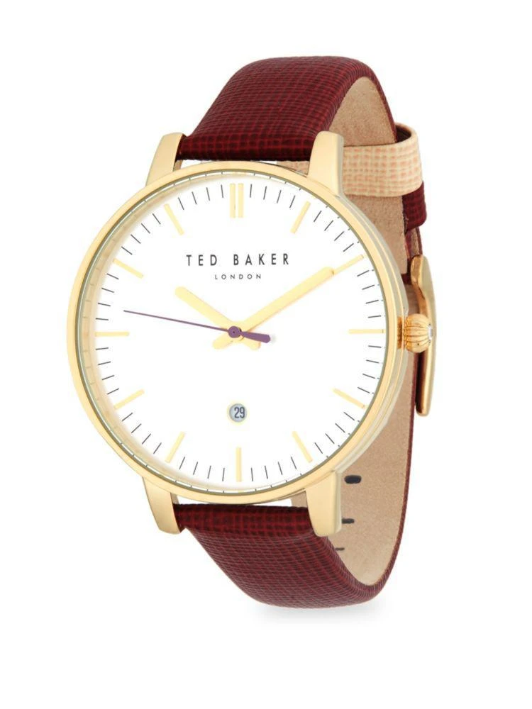 商品Ted Baker London|Goldtone Stainless Steel Leather Strap Watch,价格¥840,第1张图片