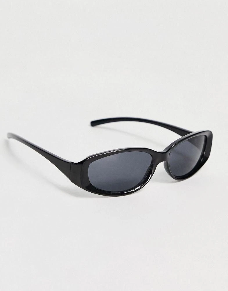商品ASOS|ASOS DESIGN y2k runner sunglasses in black with black lens,价格¥66,第4张图片详细描述