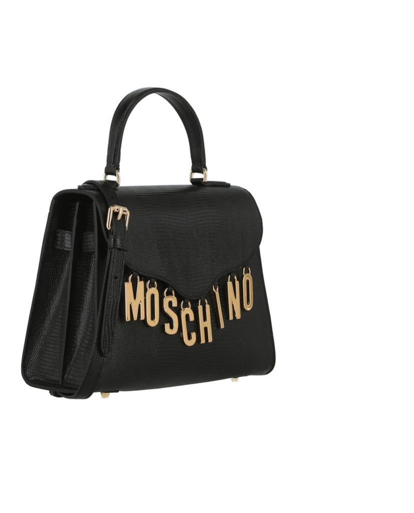 商品Moschino|Logo Charm Leather Top Handle Bag,价格¥6248,第4张图片详细描述