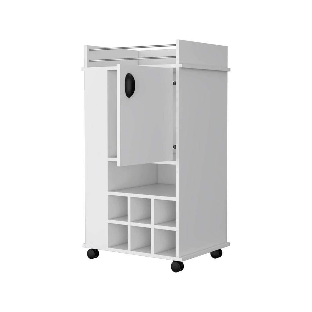 商品Homezia|White Rolling Bar Cart With Wine Storage,价格¥2318,第3张图片详细描述
