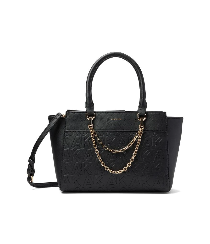 商品Anne Klein|Embossed Logo East/West Satchel with Chain Swag,价格¥447,第1张图片