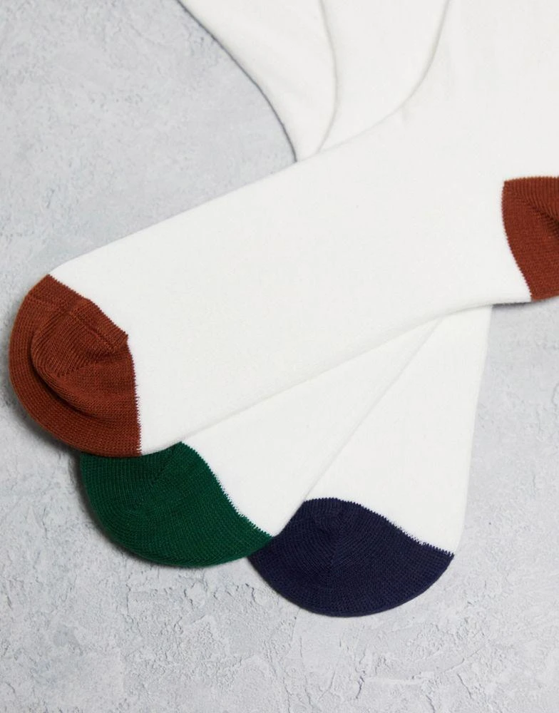 商品ASOS|ASOS DESIGN 3 pack sports sock in off-white with embroidery details,价格¥81,第3张图片详细描述