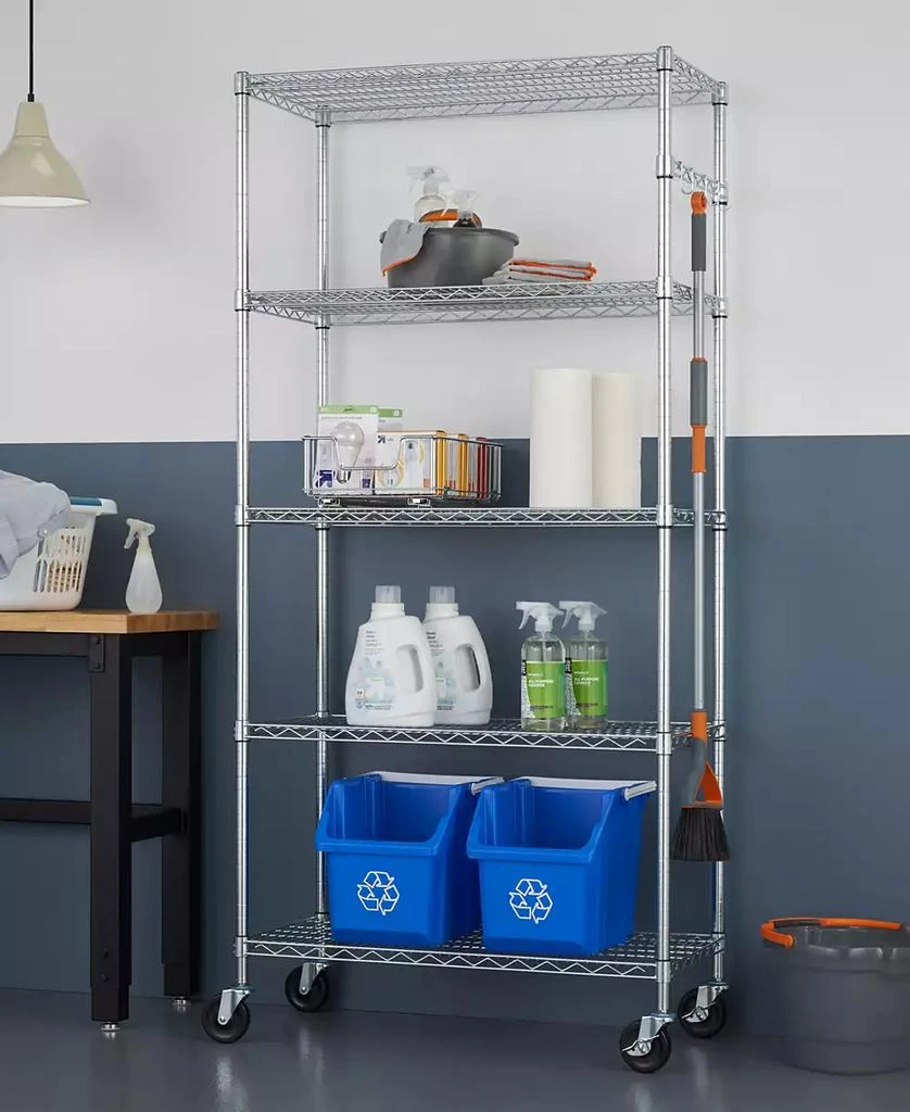 商品TRINITY|5-Tier Wire Shelving Rack Includes Wheels,价格¥2360,第4张图片详细描述