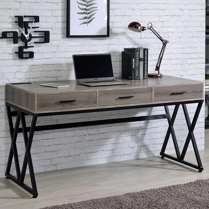 商品Sparrow & Wren|Rose Gray and Sand Black Writing Desk with USB Ports,价格¥3516,第2张图片详细描述