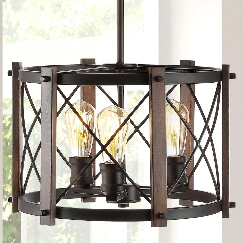 商品JONATHAN Y|Ferme 16" 3-Light Adjustable Iron Rustic Farmhouse LED Pendant,价格¥1703,第1张图片