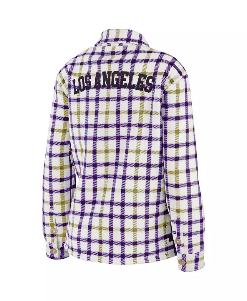 商品WEAR by Erin Andrews|Women's Oatmeal, Purple Los Angeles Lakers Plaid Button-Up Shirt Jacket,价格¥445,第4张图片详细描述