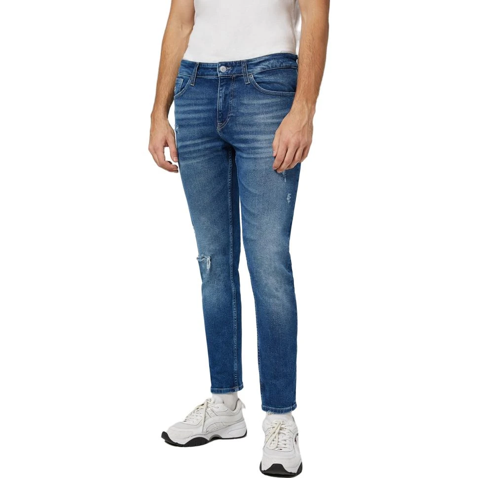 商品[国内直发] Tommy Hilfiger|水洗中腰破洞修身直筒牛仔裤 男款 牛仔蓝,价格¥800,第4张图片详细描述