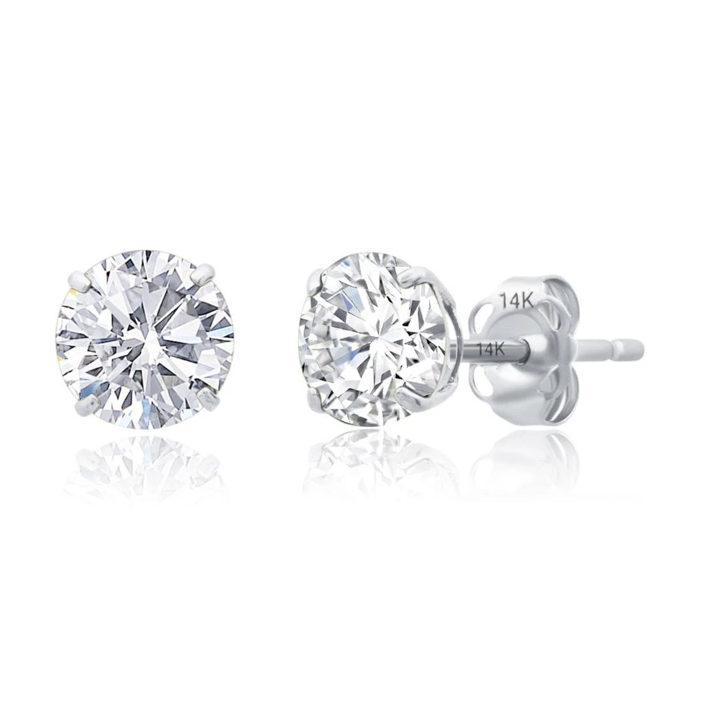 14k White Gold 6MM Round Stud Gemstone Earrings 商品