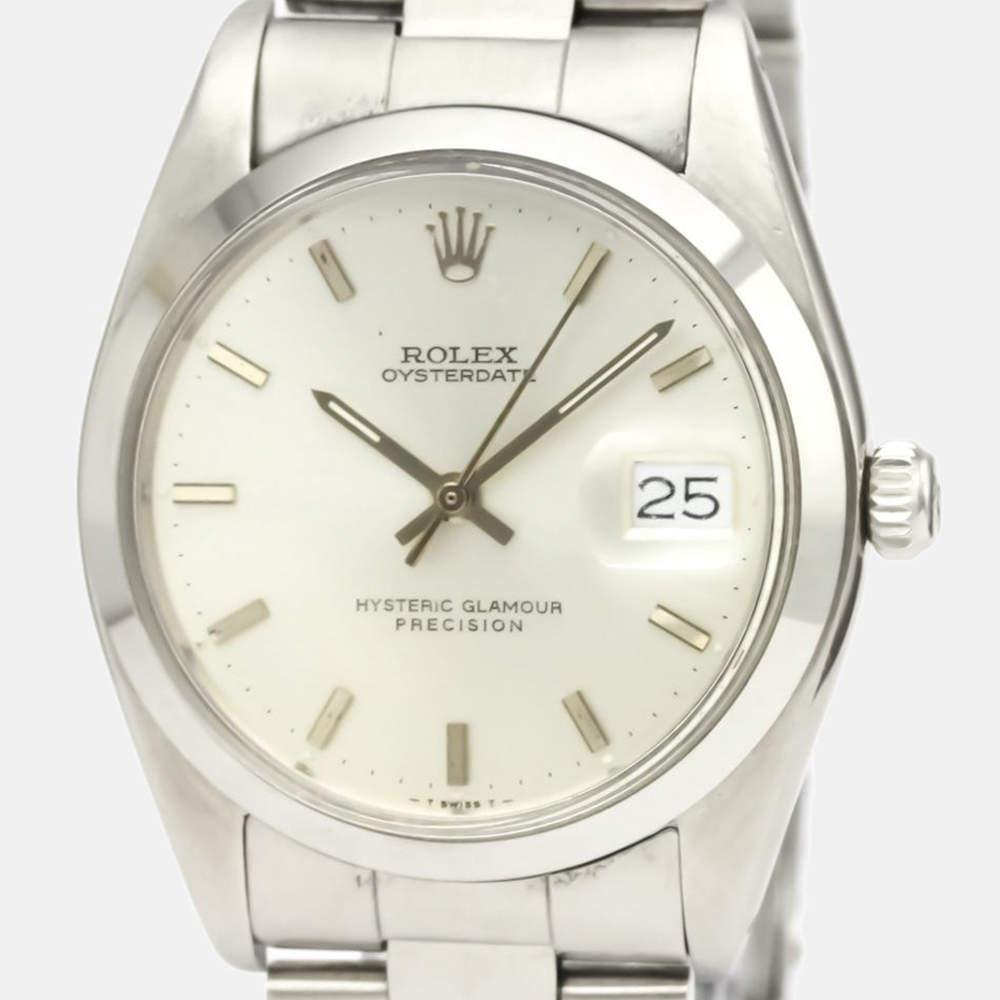 Rolex Silver Stainless Steel Oyster Date Precision 6694 Men's Wristwatch 35 MM商品第2张图片规格展示