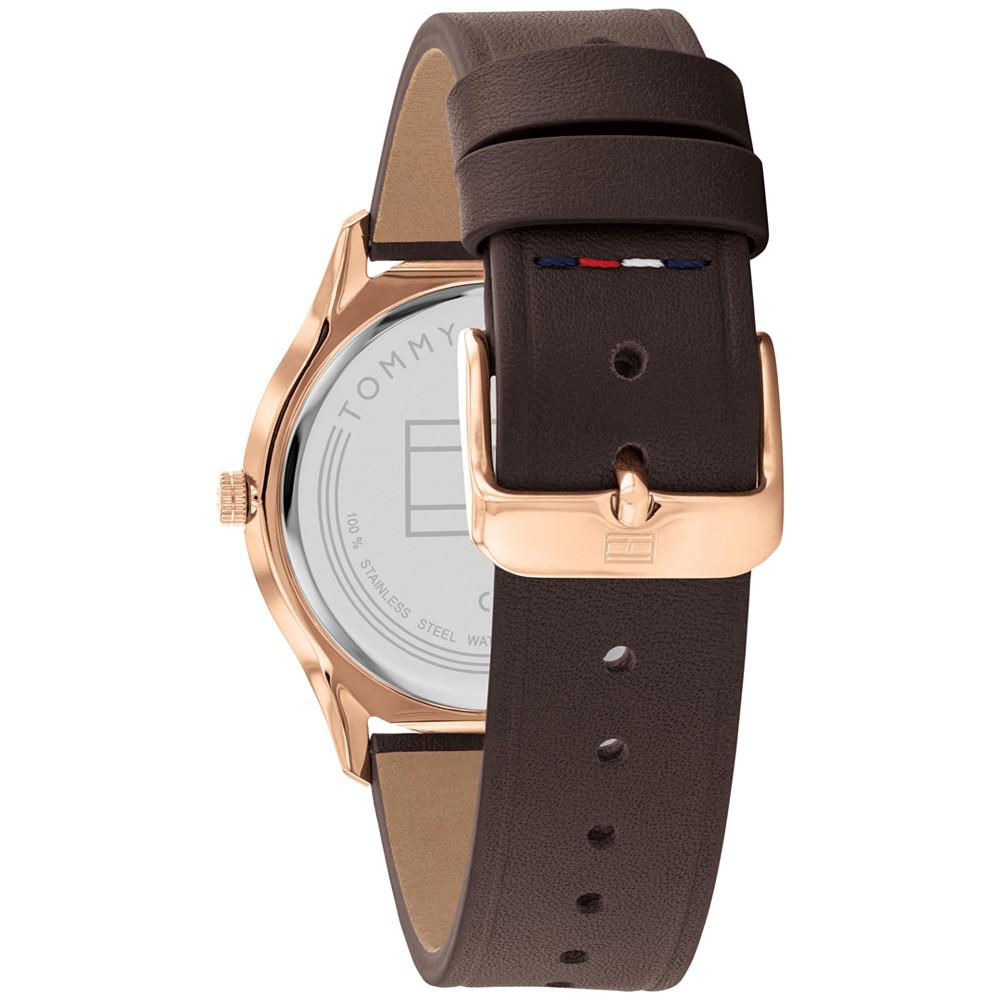 Men's Brown Leather Strap Watch 40mm商品第3张图片规格展示