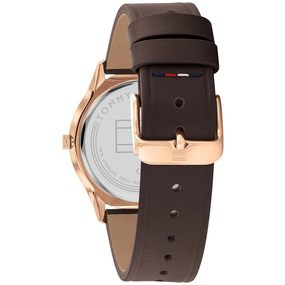 商品Tommy Hilfiger|Men's Brown Leather Strap Watch 40mm,价格¥813,第3张图片详细描述