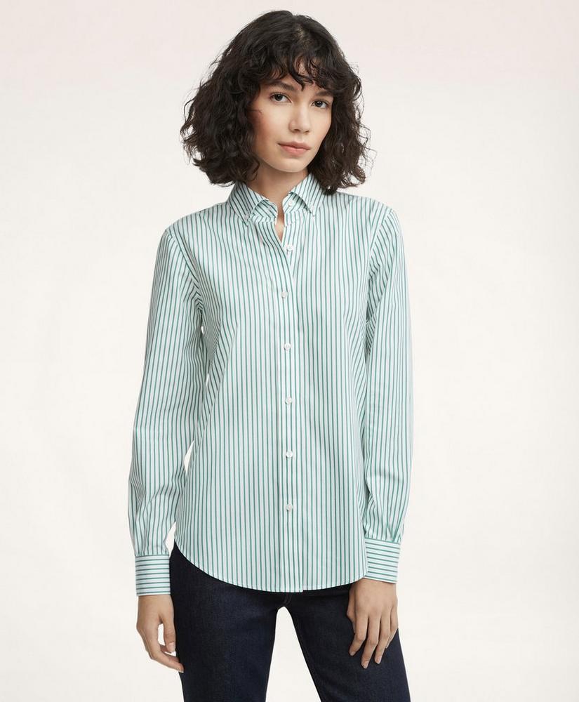 Classic-Fit Non-Iron Stretch Supima® Cotton Bengal Stripe Dress Shirt商品第1张图片规格展示
