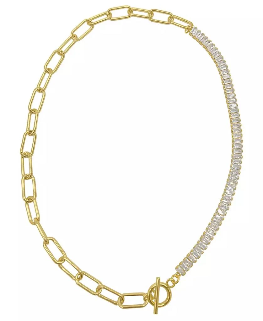 商品ADORNIA|19" Paper Clip Toggle 14K Gold Plated Baguette Necklace,价格¥264,第1张图片