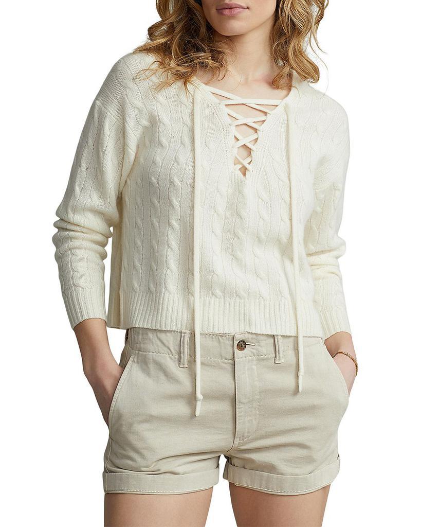 商品Ralph Lauren|Lace Up Cable Knit Sweater,价格¥1331,第1张图片