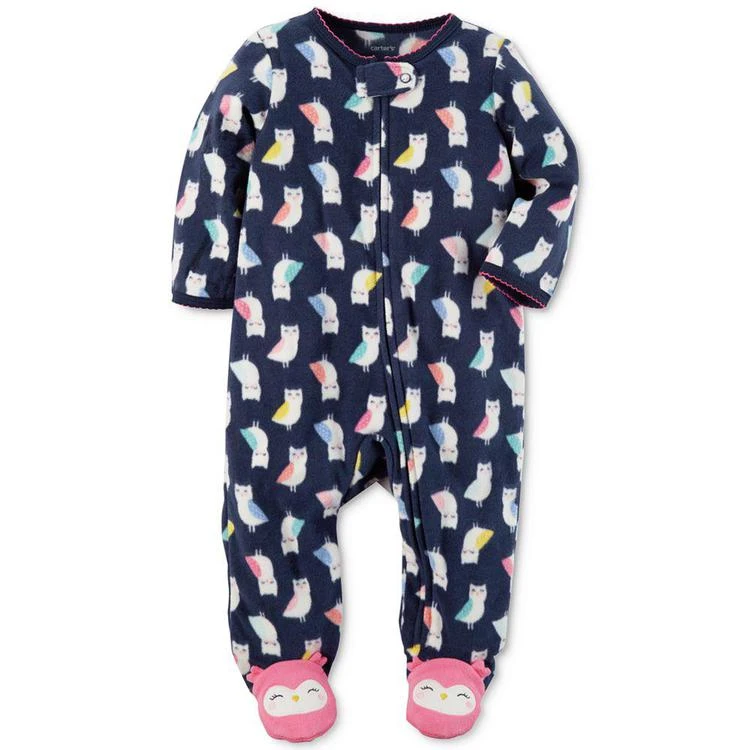 商品Carter's|1-Pc. Owl-Print Footed Fleece Coverall, Baby Girls,价格¥67,第1张图片