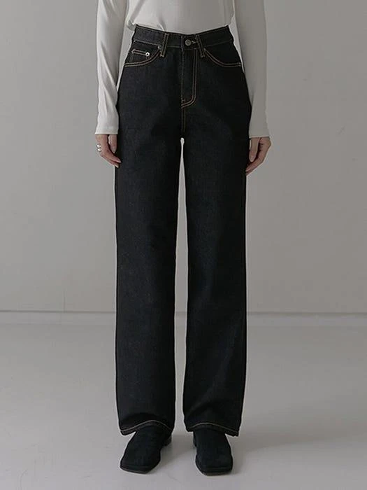 商品MILLIONCOR|Cover Band Wide loose Selvedge Denim_Black,价格¥574,第1张图片