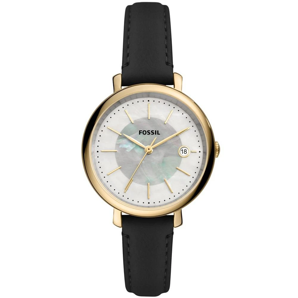 商品Fossil|Women's Jaqueline Black Leather Strap Watch,价格¥721,第1张图片