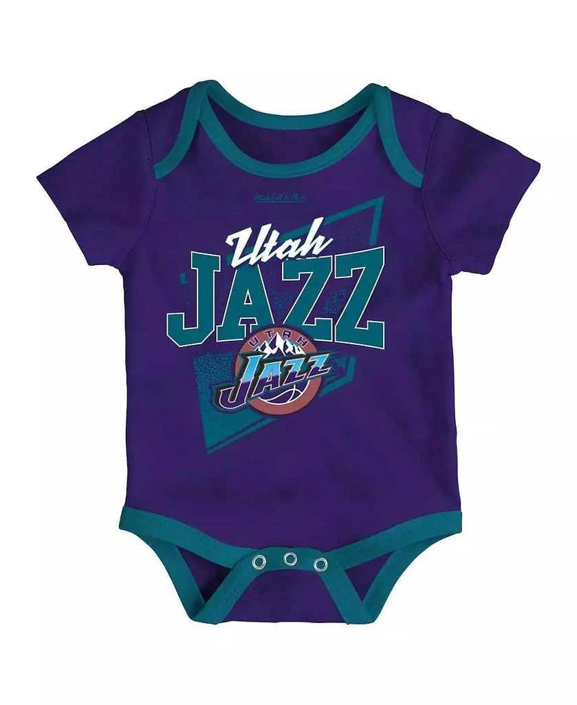 商品Mitchell & Ness|Infant Boys and Girls Purple, Teal Utah Jazz Hardwood Classics Bodysuits and Cuffed Knit Hat Set,价格¥296,第2张图片详细描述