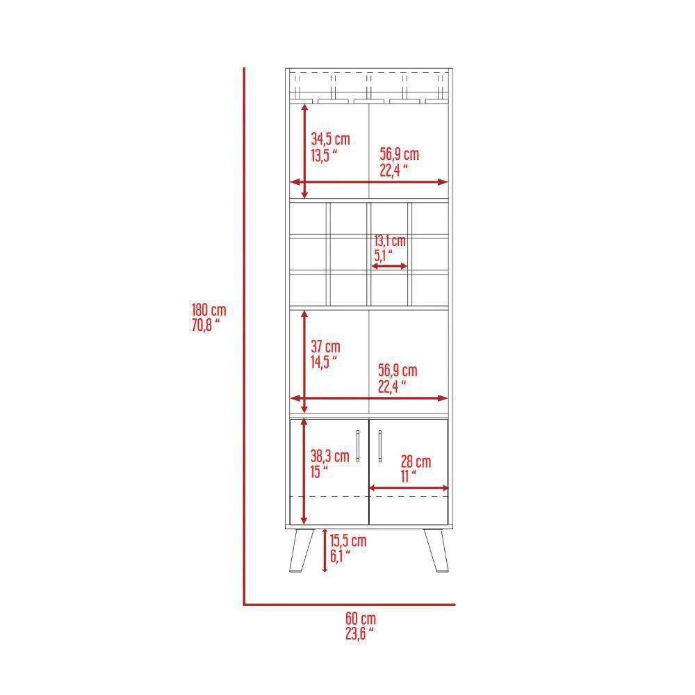商品Depot E-Shop|DEPOT E-SHOP Harvey Bar Cabinet, Twelve Wine Cubbbies, Two-Door Cabinet, Two Shelves- Dark Walnut, For Living Room,价格¥2157,第5张图片详细描述
