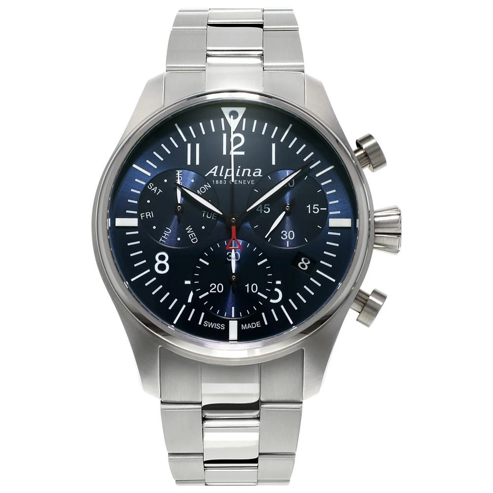 商品Alpina|Men's Swiss Automatic Chronograph Startimer Pilot Stainless Steel Bracelet Watch 42mm,价格¥8183,第1张图片