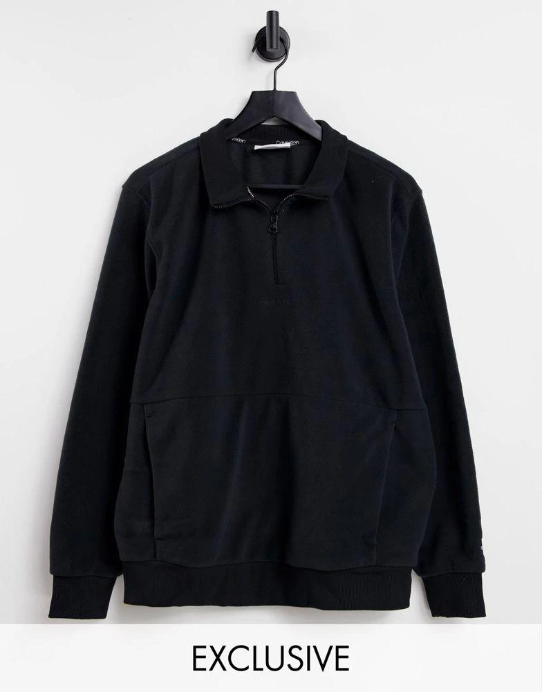 商品Calvin Klein|Calvin Klein ASOS Exclusive polar fleece half zip sweatshirt in black,价格¥365,第1张图片