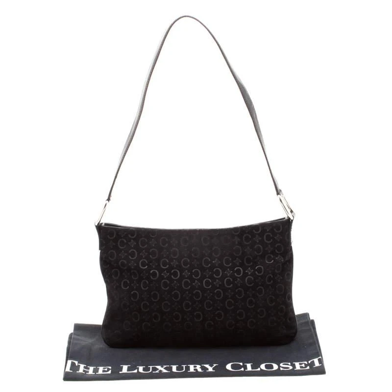 Celine Black C Logo Embossed Suede and Leather Shoulder Bag 商品