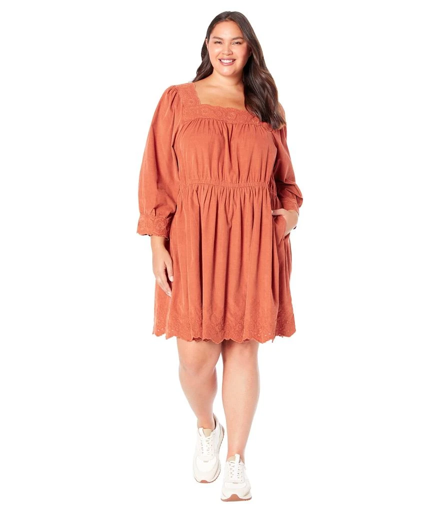 商品Madewell|Plus Embroidered Corduroy Square-Neck Mini Dress,价格¥799,第4张图片详细描述