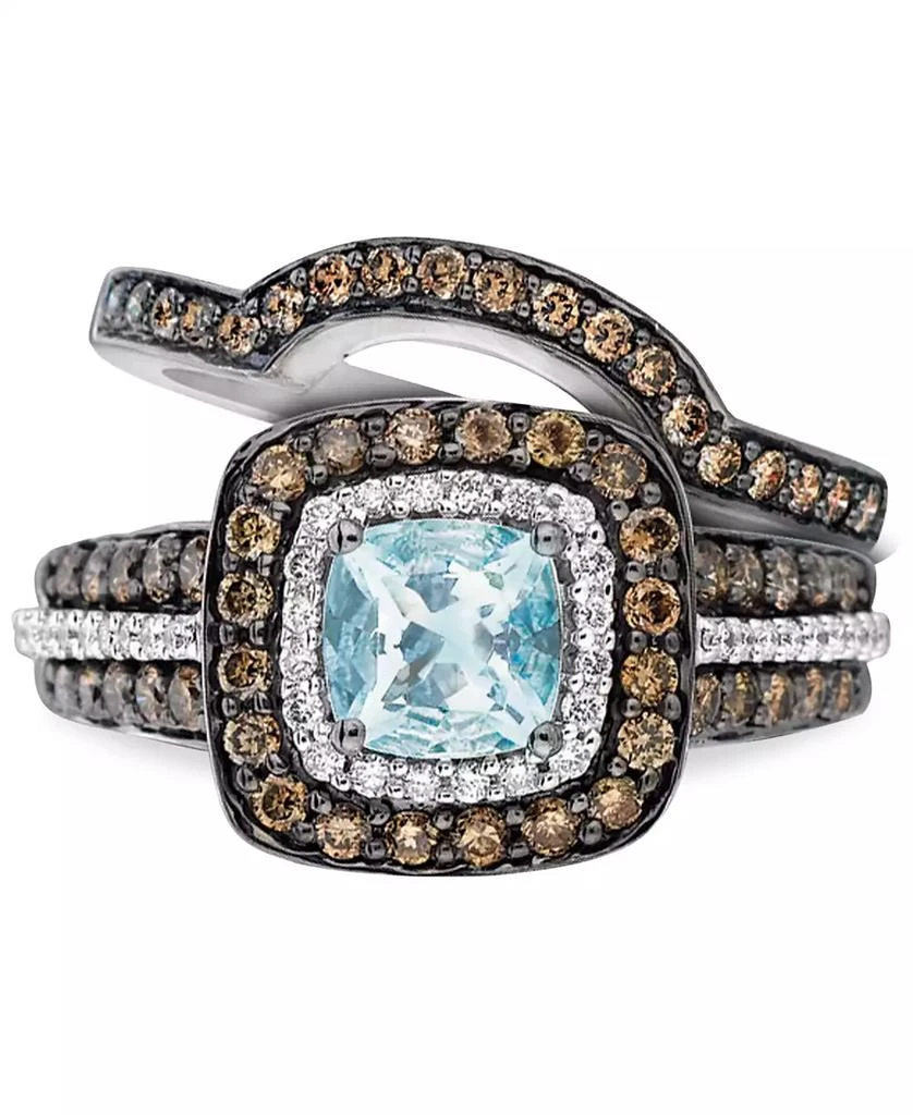 商品Le Vian|Aquamarine (3/4 ct. t.w.) and Chocolate Diamonds® (3/4 ct. t.w.) in 14k White Gold,价格¥13991,第2张图片详细描述