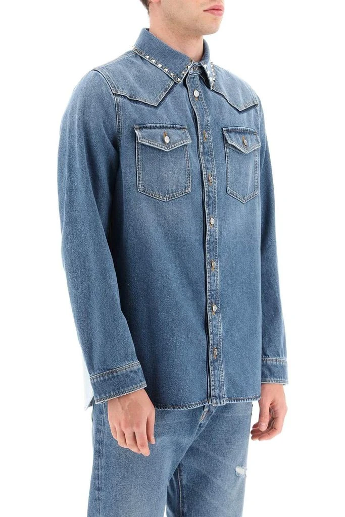 商品Valentino|black Untitled Denim Shirt With Studs,价格¥6885,第3张图片详细描述