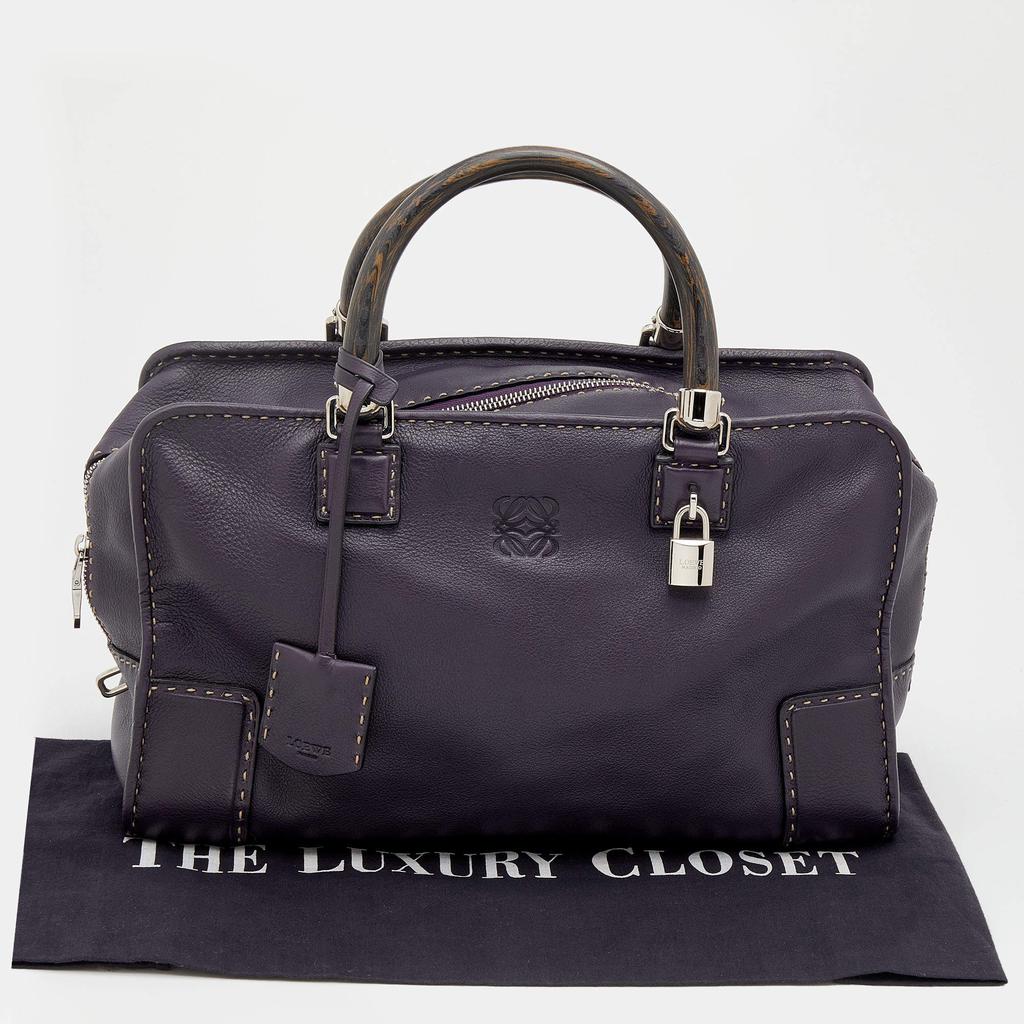 Loewe Purple Leather Wood Handle Amazona 36 Bag商品第9张图片规格展示