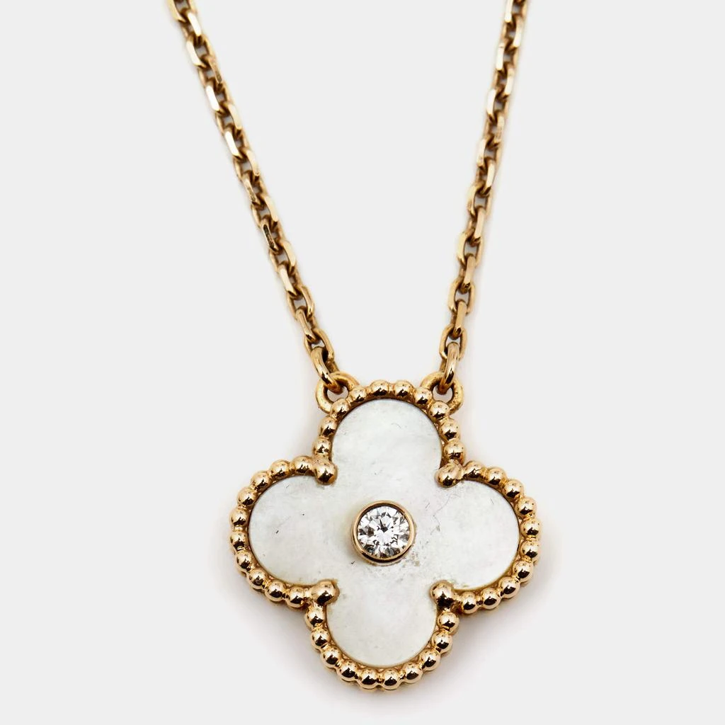 商品[二手商品] Van Cleef & Arpels|Van Cleef & Arpels Vintage Alhambra Diamond Mother of Pearl 18k Rose Gold Necklace,价格¥34266,第1张图片