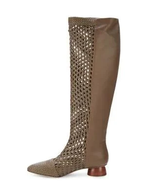 商品Salvatore Ferragamo|Leather Knee-High Cutout Boots,价格¥4965,第4张图片详细描述