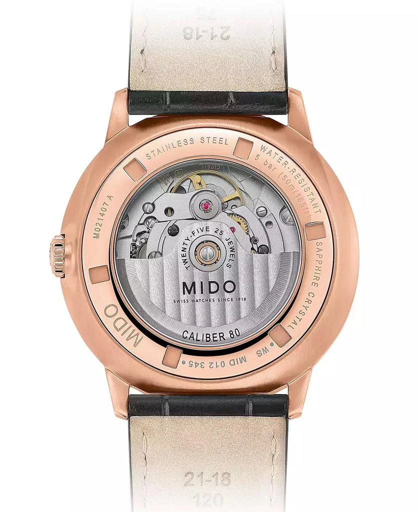 商品MIDO|Men's Swiss Automatic Commander Gradient Black Leather Strap Watch 40mm,价格¥8014,第2张图片详细描述