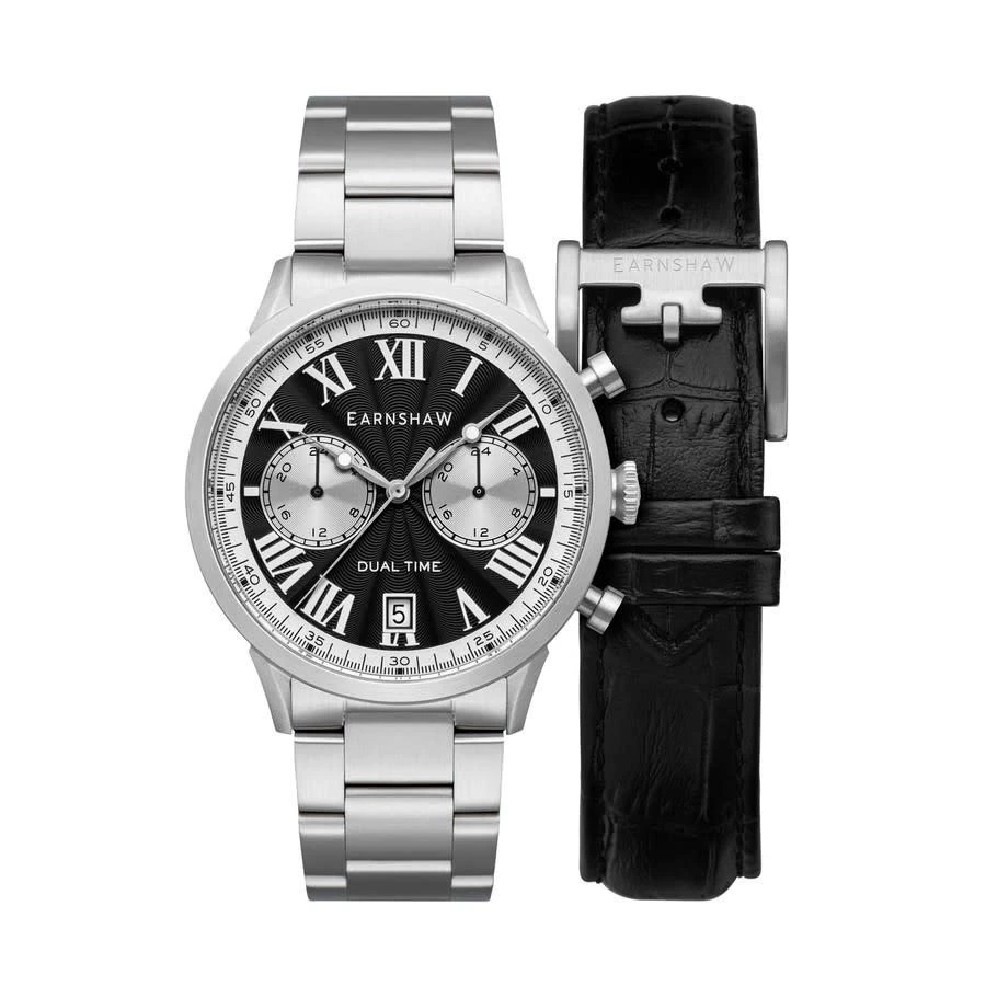 商品Thomas Earnshaw|Thomas Earnshaw Carlyle Dual Time Black Dial Mens Watch ES-8176-22,价格¥1852,第1张图片