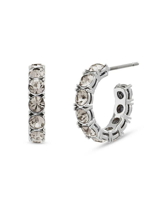 商品Coach|Crystal Tennis Huggie Hoop Earrings in Silver Tone,价格¥636,第1张图片