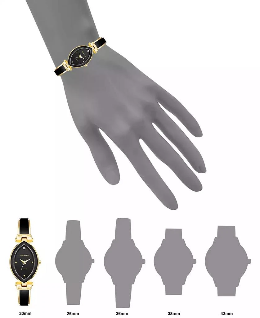 商品Anne Klein|Women's Three-Hand Quartz Gold-Tone Alloy with Black Enamel Bracelet Watch, 24mm,价格¥644,第4张图片详细描述