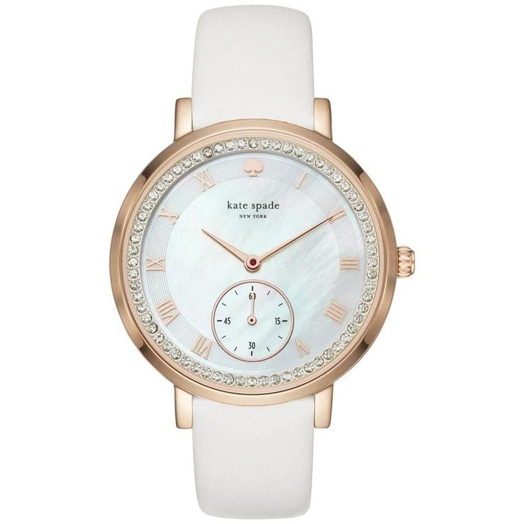 商品Kate Spade|Women's Monterey White Leather Strap Watch 38mm KSW1295,价格¥1122,第1张图片