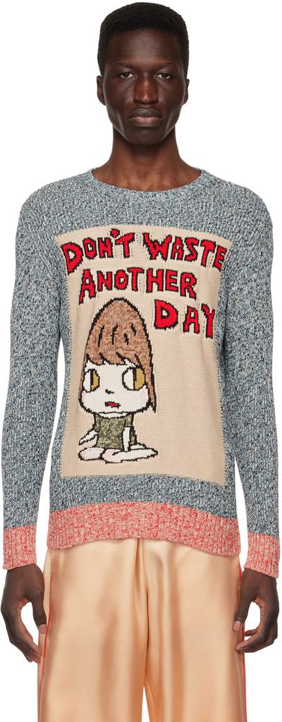 Blue 'Don't Waste Another Day' Sweater商品第1张图片规格展示