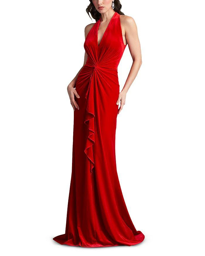 商品Tadashi Shoji|Velvet Twist Front Halter Gown,价格¥3269,第4张图片详细描述