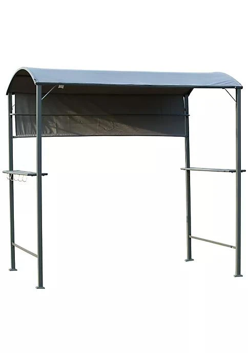 商品Outsunny|7Ft Grill Gazebo Bbq Canopy With Sun Shade Panel Side Awning 2 Exterior Serving Shelves 5 Hooks For Patio Lawn Backyard,价格¥2114,第1张图片