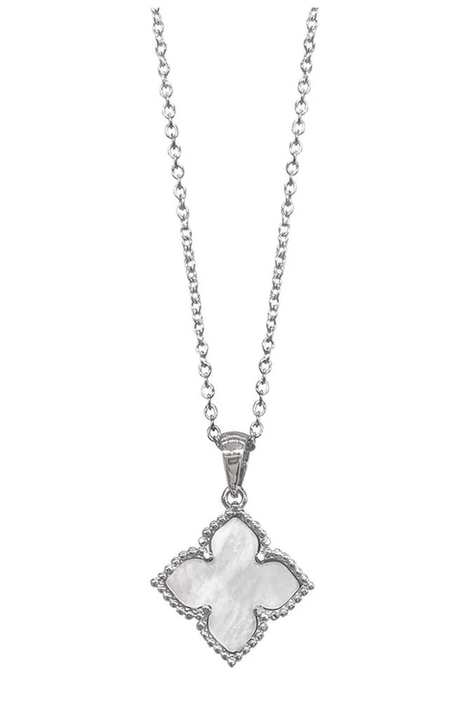 商品ADORNIA|White Rhodium Plated Mother of Pearl Flower Pendant Necklace,价格¥188,第1张图片