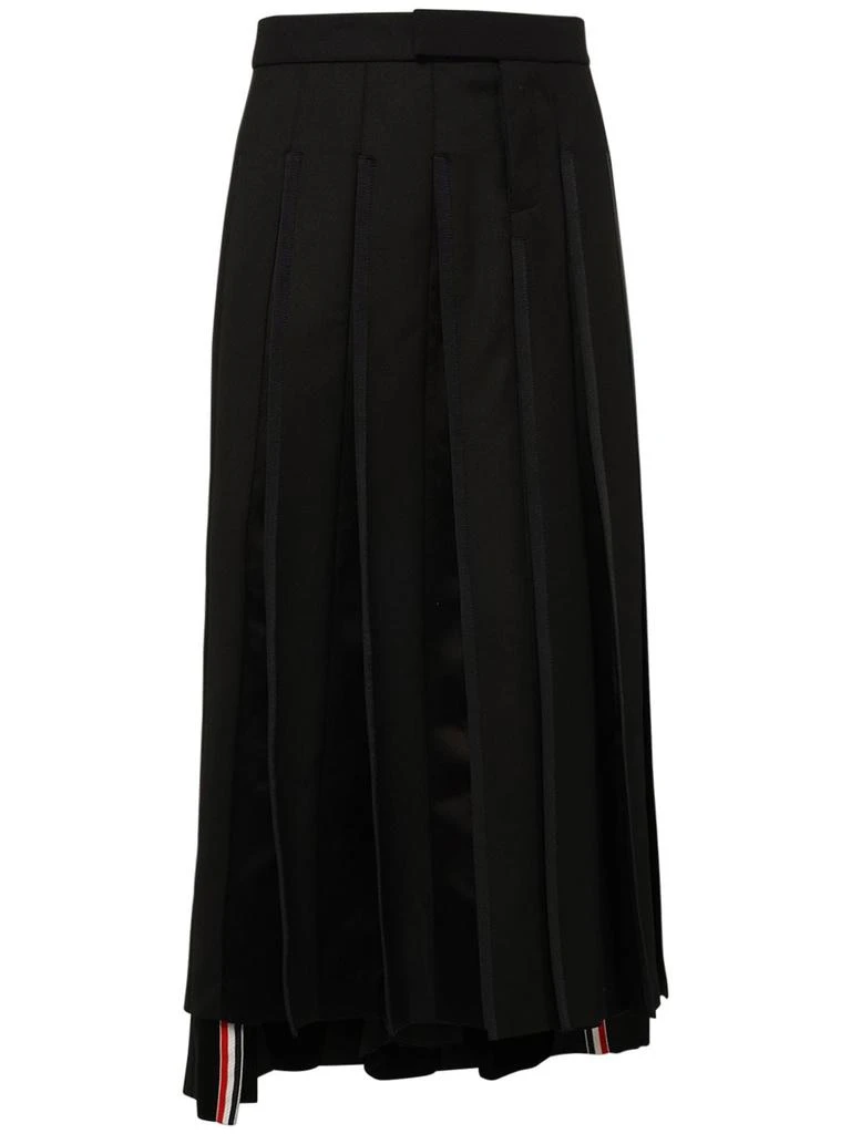 商品Thom Browne|Low Rise Wool & Silk Pleated Skirt,价格¥15829,第1张图片