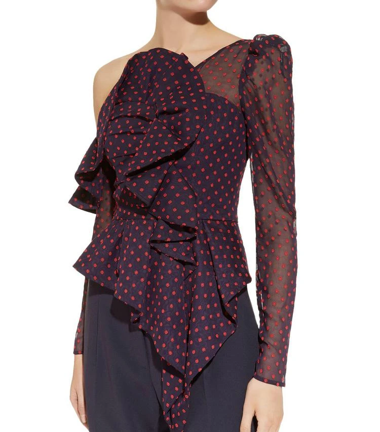 商品Self Portrait|Plumetis Polka Dot Frill Top,价格¥2435,第4张图片详细描述